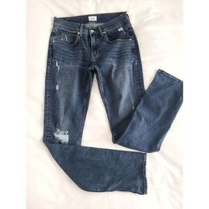Hudson Jeans Medium Blue Distressed Straight Leg Denim